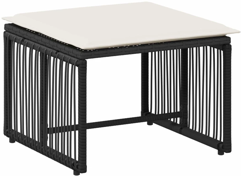 vidaXL Σετ Εξωτερικών Επίπλων με μαξιλάρι 11 pcs Μαύρο και Κρεμ Λευκό
