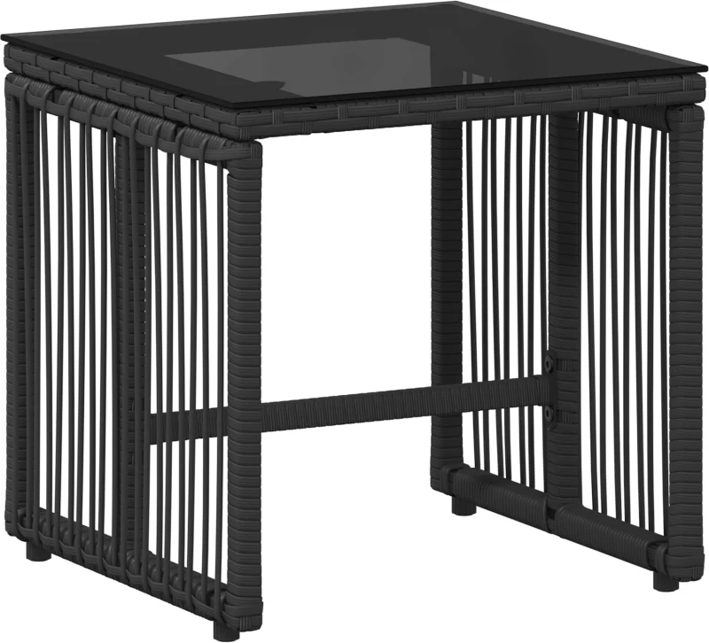 vidaXL Σετ Εξωτερικών Επίπλων με μαξιλάρι 11 pcs Μαύρο και Κρεμ Λευκό
