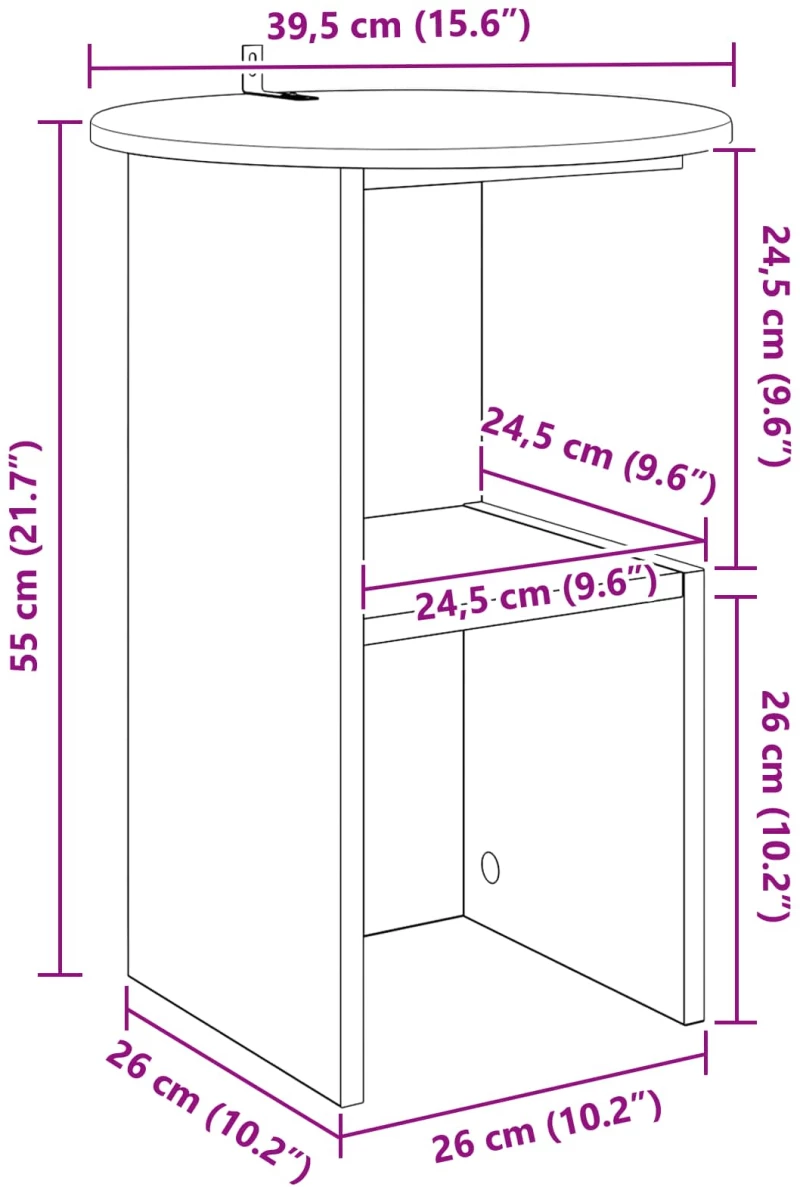vidaXL Τραπεζάκι Πλευράς Γκρι Sonoma Ø 39,5 x 55 εκ.