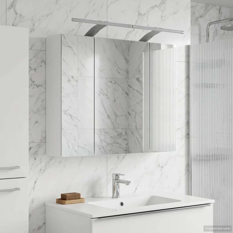 vidaXL Καθρέφτης Ντουλάπα Μπάνιου Λευκό 60 x 14,5 x 50 εκ