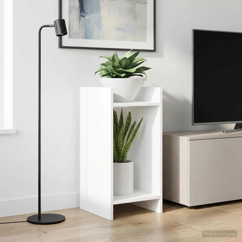 vidaXL Βάση φυτών Λευκός 30 x 30 x 60 cm Μηχανικά επεξεργασμένο ξύλο