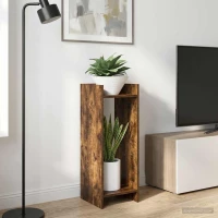 vidaXL Βάση φυτών με ράφι 2 pcs Καπνιστή Δρυς 30 x 30 x 80 cm