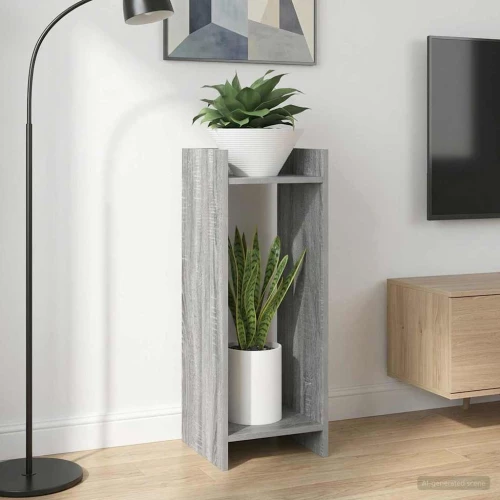 vidaXL Βάση φυτών με ράφι 2 pcs Γκρι Σονομά 30 x 30 x 80 cm