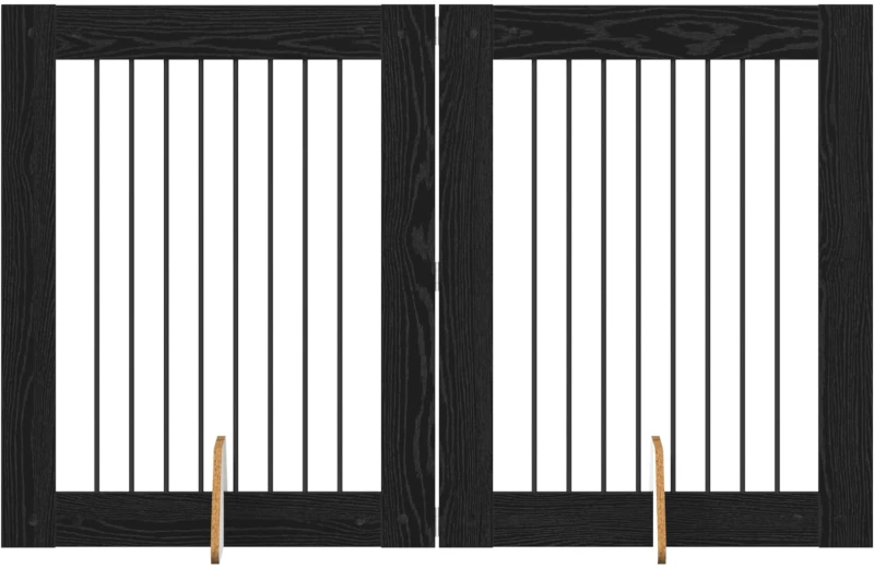 vidaXL Πύλη Σκύλου με Στηρίγματα 2 pcs Μαύρη Δρυς 80 x 100 cm