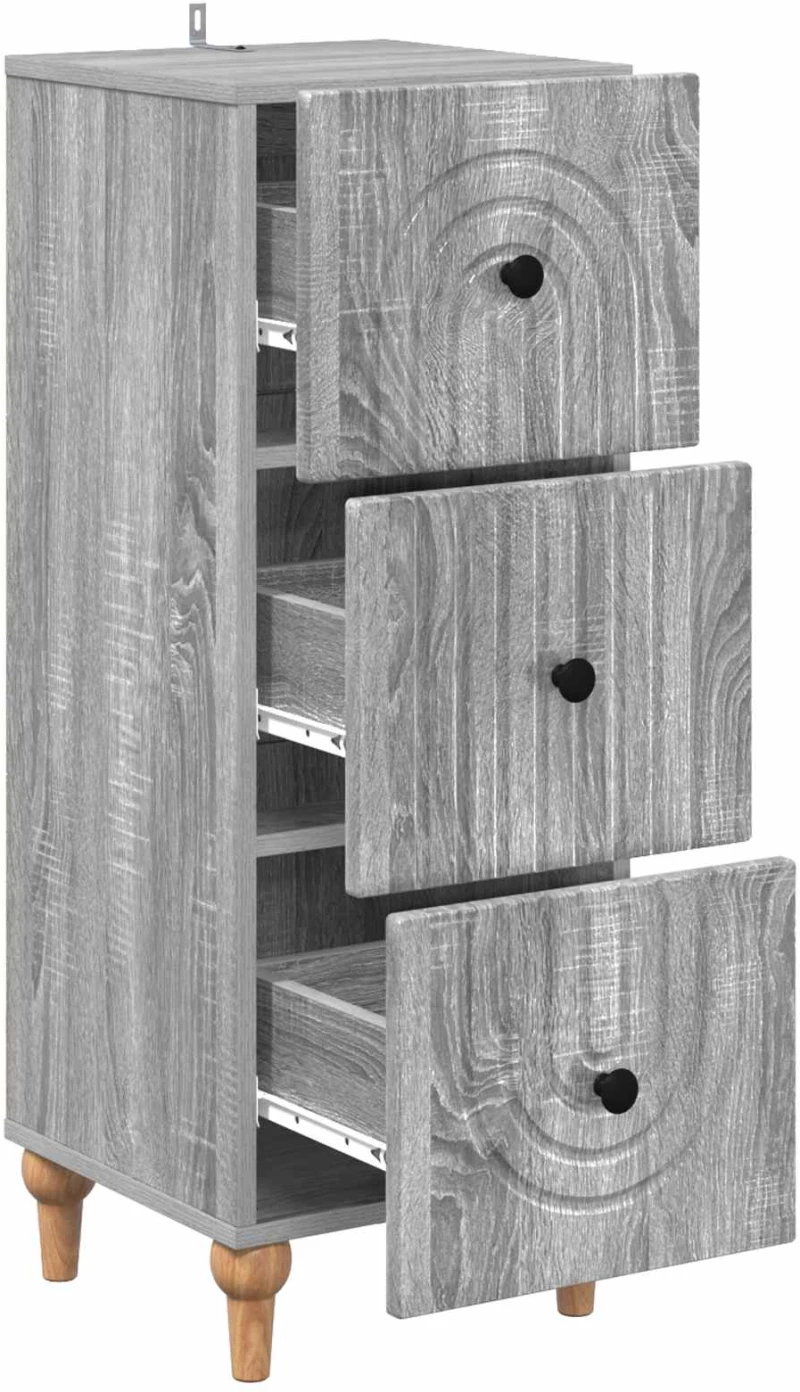 vidaXL Ντουλάπι με Συρτάρια Γκρι Sonoma 33 x 34,5 x 90 εκ
