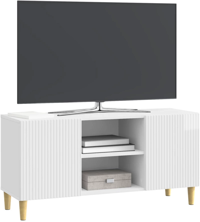 vidaXL Ντουλάπι TV Γυαλιστερό Λευκό 102 x 34,5 x 50 εκ.