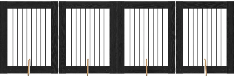vidaXL Πύλη Σκύλου με Στηρίγματα 4 pcs Μαύρη Δρυς 80 x 100 cm