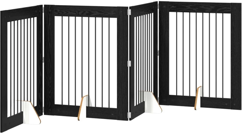 vidaXL Πύλη Σκύλου με Στηρίγματα 4 pcs Μαύρη Δρυς 80 x 100 cm