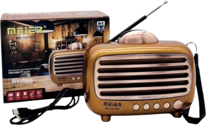 Επαναφορτιζόμενο ραδιόφωνο Retro - MD-1017BT - 410171 - Gold