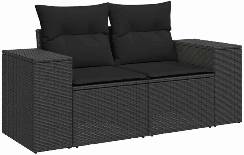 vidaXL Σετ Καναπέ Κήπου με μαξιλάρι 9 pcs Μαύρο Πολυ ράταν