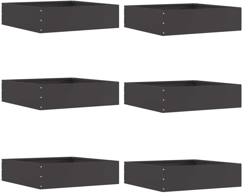 vidaXL Περίγραμμα γκαζόν 6 pcs Μαύρο 50 x 50 x 13 εκ Ατσάλι