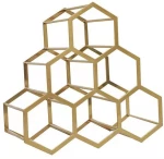Κάβα για 6 μπουκάλια μεταλλική σε χρυσό 35x17x34εκ.
