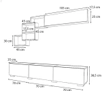 Σύνθεση τηλεόρασης Free Megapap χρώμα καρυδί 210x35x38εκ.