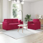 vidaXL Σετ Καναπέ 2 pcs Κόκκινο 158 x 78 x 80 εκ Βελούδο