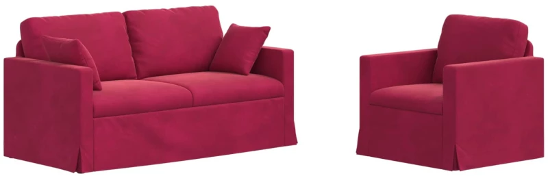 vidaXL Σετ Καναπέ 2 pcs Κόκκινο 158 x 78 x 80 εκ Βελούδο