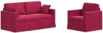 vidaXL Σετ Καναπέ 2 pcs Κόκκινο 158 x 78 x 80 εκ Βελούδο