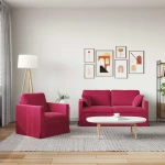 vidaXL Σετ Καναπέ 2 pcs Κόκκινο 158 x 78 x 80 εκ Βελούδο
