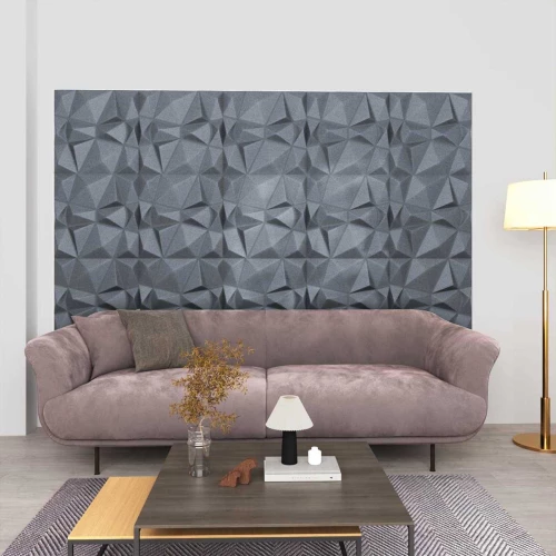 vidaXL Πάνελ τοίχου 24 pcs Διαμάντι Γκρι 50 x 50 cm Φελιζόλ XPS