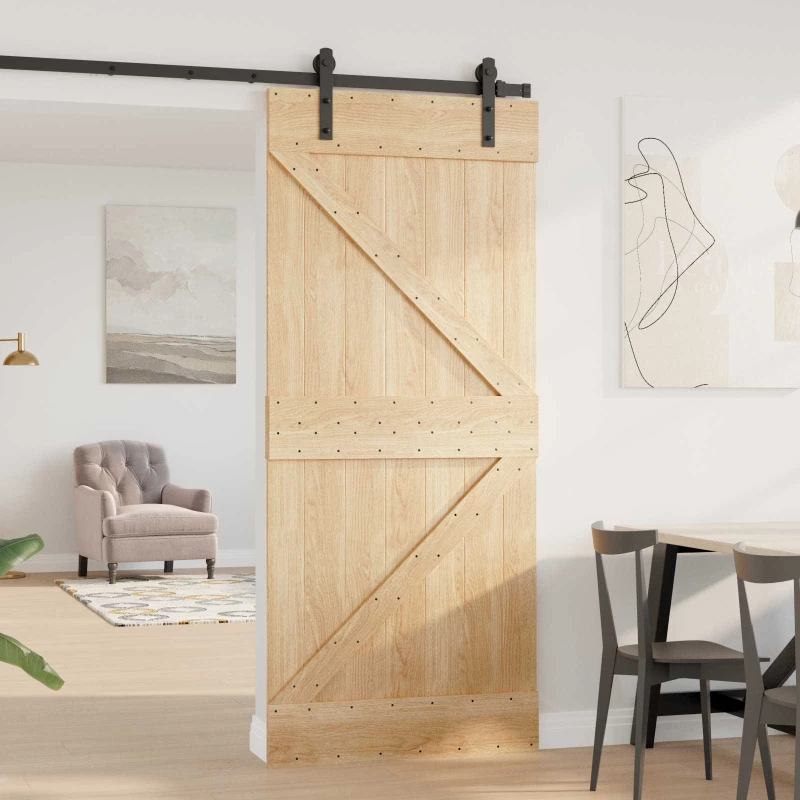 vidaXL Πόρτα NARVIK Φυσικό 90 x 210 cm Συμπαγές Ξύλο Πεύκου