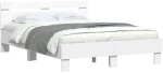 vidaXL Σκελετός Κρεβατιού με led Λευκό 137 x 190 cm Επεξεργασμένο ξύλο
