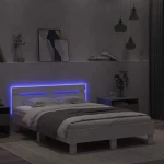 vidaXL Σκελετός Κρεβατιού με led Λευκό 137 x 190 cm Επεξεργασμένο ξύλο