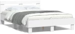 vidaXL Σκελετός Κρεβατιού με led Λευκό 137 x 190 cm Επεξεργασμένο ξύλο