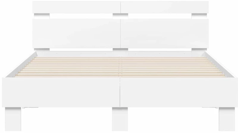 vidaXL Σκελετός Κρεβατιού με led Λευκό 137 x 190 cm Επεξεργασμένο ξύλο