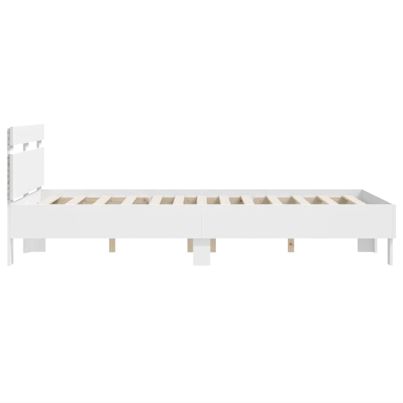 vidaXL Σκελετός Κρεβατιού με led Λευκό 137 x 190 cm Επεξεργασμένο ξύλο