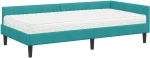 vidaXL Κρεβάτι γωνίας με στρώμα Άλλο 2 pcs Τιρκουάζ Βελούδο