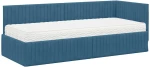 vidaXL Κρεβάτι γωνίας με στρώμα με κεφαλάρι 2 pcs Μπλε Βελούδο