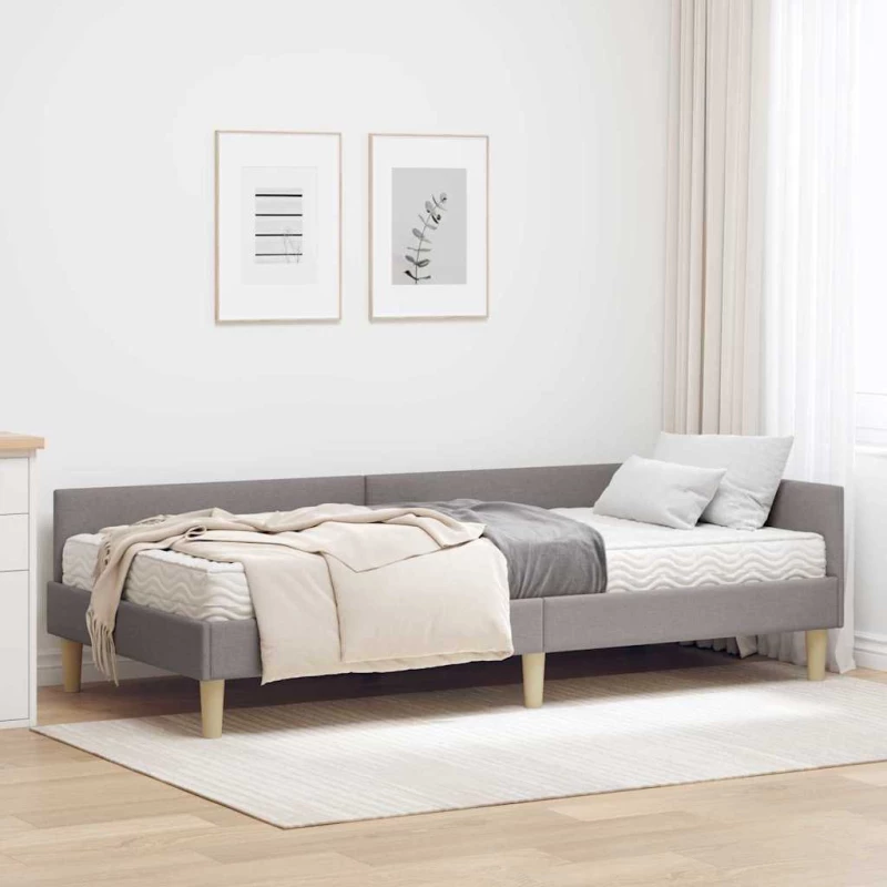 vidaXL Κρεβάτι γωνίας με στρώμα με στρώμα 2 pcs Taupe ύφασμα