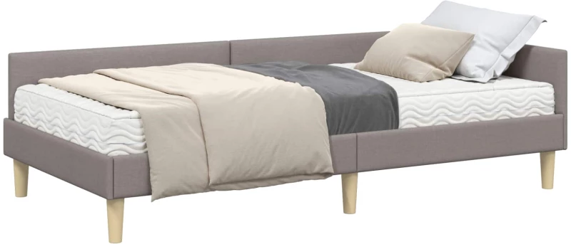 vidaXL Κρεβάτι γωνίας με στρώμα με στρώμα 2 pcs Taupe ύφασμα