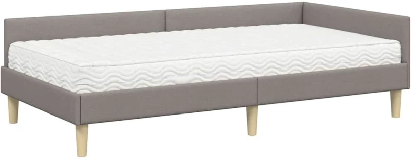 vidaXL Κρεβάτι γωνίας με στρώμα με στρώμα 2 pcs Taupe ύφασμα