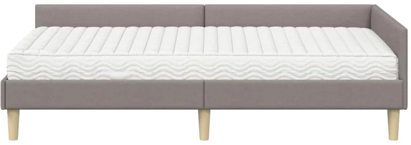 vidaXL Κρεβάτι γωνίας με στρώμα με στρώμα 2 pcs Taupe ύφασμα