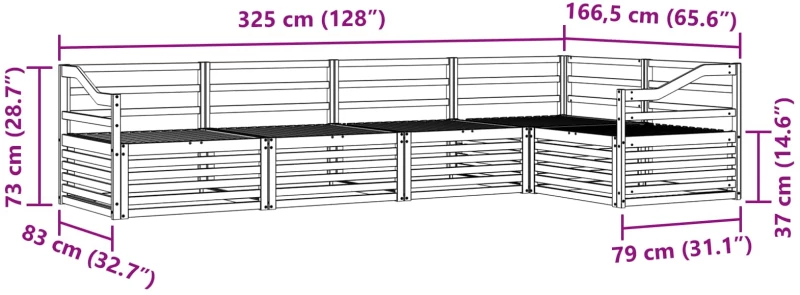 vidaXL Σειρά Καναπέ Εξωτερικού 5 pcs Φυσικό