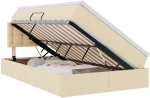 vidaXL Κρεβάτι με αποθηκευτικό χώρο και LED Κρεμ 120 x 190 cm ύφασμα