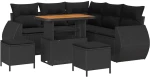 vidaXL Σετ Καναπέ Κήπου με μαξιλάρι 8 pcs Μαύρο συνθετικό ρατάν