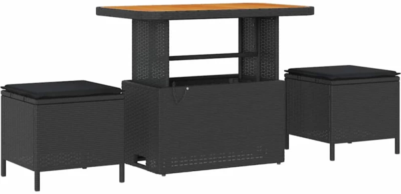 vidaXL Σετ Καναπέ Κήπου με μαξιλάρι 8 pcs Μαύρο συνθετικό ρατάν