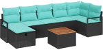 vidaXL Σετ Καναπέ Κήπου με μαξιλάρι 8 pcs Μαύρο συνθετικό ρατάν