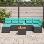 vidaXL Σετ Καναπέ Κήπου με μαξιλάρι 8 pcs Μαύρο συνθετικό ρατάν