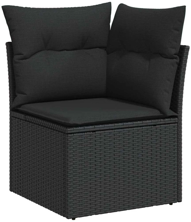 vidaXL Σετ Καναπέ Κήπου με μαξιλάρι 9 pcs Μαύρο συνθετικό ρατάν