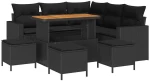 vidaXL Σετ Καναπέ Κήπου με μαξιλάρι 10 pcs Μαύρο συνθετικό ρατάν