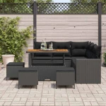 vidaXL Σετ Καναπέ Κήπου με μαξιλάρι 10 pcs Μαύρο συνθετικό ρατάν