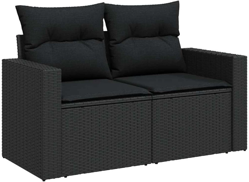 vidaXL Σετ Καναπέ Κήπου με μαξιλάρι 10 pcs Μαύρο συνθετικό ρατάν