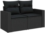 vidaXL Σετ Καναπέ Κήπου με μαξιλάρι 10 pcs Μαύρο συνθετικό ρατάν