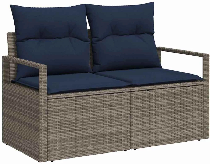 vidaXL Σετ Καναπέ Κήπου 8 pcs Γκρι και Navy Blue συνθετικό ρατάν