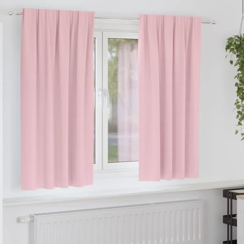 vidaXL Κουρτίνες Μαύρης Ύφανσης με Δαχτυλίδια 2 pcs Απαλό ροζ