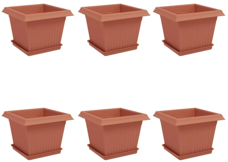 vidaXL Γλάστρες φυτών 6 pcs Κεραμιδί 23 x 23 x 17,5 εκ Πλαστικό