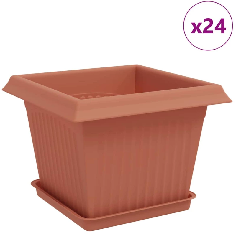 vidaXL Γλάστρες φυτών 24 pcs Κεραμιδί 23 x 23 x 17,5 εκ Πλαστικό