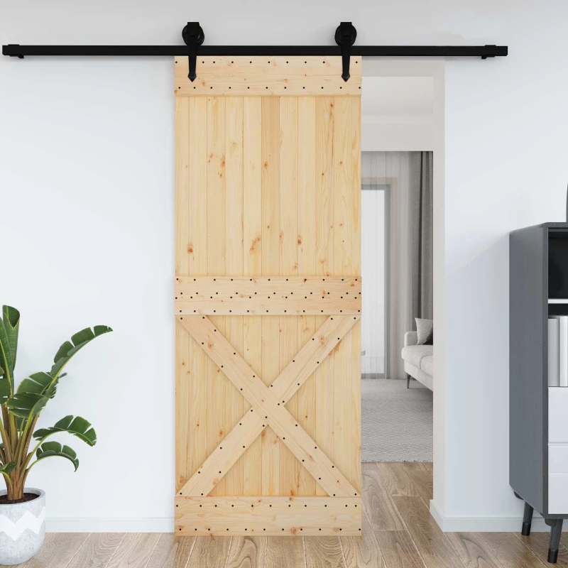 vidaXL Πόρτα NARVIK Φυσικό 90 x 210 cm Συμπαγές Ξύλο Πεύκου